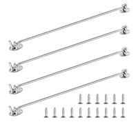 Haisheng 4-Piece Chrome Stainless Steel Cabin Hook Eye Latch, Heavy Duty with Screws for Cabinet Closet Door, Window Garage Gate Latch