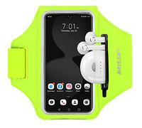 HAISSKY Running Armband with Earbuds Bag Sports Phone Armband for iPhone 16 Pro Max/15 Pro/14 Pro Max/13/12 Pro/11/XS/XR/X/8 Plus Sports Phone Holder Case with Zipper Pocket for Phones up to 6.9"