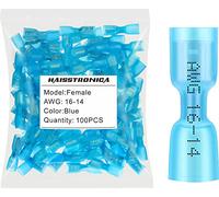 haisstronica 100pcs Blue Heat Shrink Female Spade Connectors,16-14 Gauge Insulated Electrical Crimp Wire Terminals
