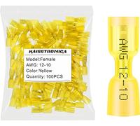 haisstronica 100pcs Yellow Heat Shrink Female Spade Connectors,12-10 Gauge Insulated Electrical Crimp Wire Terminals