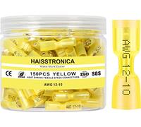 haisstronica 150PCS Yellow Heat Shrink Female Spade Connectors,AWG 12-10 Heat Shrink Female Spade Terminlas Kit,Speaker Wire Connector, Electrical Quick Disconnect Wire Connectors