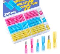 haisstronica 220PCS Heat Shrink Bullet Connectors AWG22-10 Male and Female Wire Bullet Terminals Blue Red Yellow Bullet Butt Terminals Kit