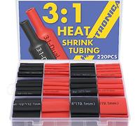 haisstronica 3:1 Heat Shrink Tubing Kit, Adhesive Lined Marine Resistant Grade Shrink Wrap - 1.75" Length 6 Size Perfect for Home and Industrial, 1/8"-3/4" 220PCS - Black, Red