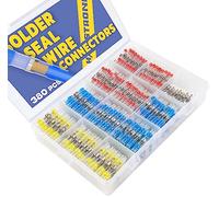 haisstronica 380 Pcs Solder Seal Wire Connectors Waterproof Heat Shrink Wire Connectors 5 Color Solder Sleeve Heat Shrink Butt Connectors for Marine/Stereo(40 Yellow 90 White 130 Red 120 Blue)