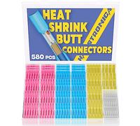 haisstronica 580PCS Heat Shrink Butt Connectors, AWG 26-10 Marine Grade Heat Shrink Wire Connectors,Tinned Red Copper Waterproof Wire Connectors(4Colors/4Sizes)