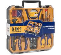 haisstronica 8 in 1 Self-Adjusting Wire Stripper Household Tool Kit, Professional Electrician Tool Set, Needle Nose Pliers, Screwdriver, Voltage Detector Pen, Insulating Tape, Wire Connectors