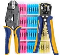 haisstronica Crimping Tool for Heat Shrink Connectors Set with 200PCS AWG 22-10 Marine Grade Heat Shrink Butt Connectors and Wire Stripper