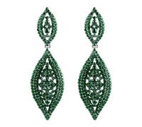 HAISWET Women Large Statement Chandelier Earrings Rhinestone Clear Crystal Party 2 Leaf Dangle Earrings, 2XL, Crystal, No Gemstones