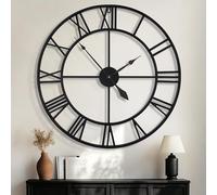 HAITANG 100CM Oversized Wall Clock 40 Inches Large Modern Round Black Metal Nearly Silent Non-ticking Battery Operated Roman Numerals Clocks for Living Room,Bedroom,Kitchen Home Decor