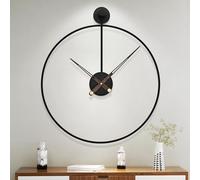 HAITANG Large Wall Clocks for Living Room, Modern Decorative Rustic Black Metal Silent Non Ticking Battery Operated 24" Round Clock for Fireplace,Bedroom,Office,Kitchen,Farmhouse,Home Decor -60CM