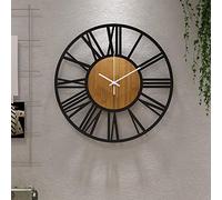 HAITANG Large Wall Clocks,Silent,Non Ticking,Battery Operated Rustic Round Modern Big Wood Wall Clock for Living Room, Bedroom,Kitchen,Farmhouse,Office,Home Decor-16IN(40cm, Black,Roman numeral)