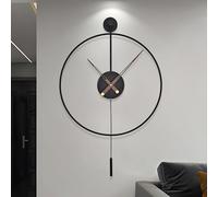 HAITANG Mordern Large Wall Clocks for Living Room Decor, Battery Operated,Silent Non Ticking,20" Round Black Metal Minimalist Pendulum Wall Clocks for Kitchen,Office,Bedroom,Home - 50CM