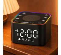 HAITANG Smart Digital Alarm Clock with White Noise Sound | for Sleep,Snooze,Timer,12/24H,Night Light,Adjustable Volume,30 Soothing Sounds for Kids,Bedroom black Clock