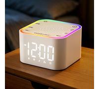 HAITANG Smart Digital Alarm Clock with White Noise Sound Machine for Sleep, Snooze, Timer, 12/24H, Night Light, Adjustable Volume, 30 Soothing Sounds for Kids, Bedroom, White