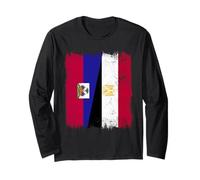 Haiti Egypt Half Flag Haitian Egyptian Heritage Long Sleeve T-Shirt