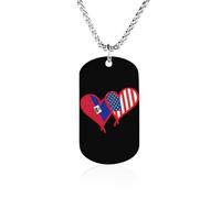 Haiti Flag And American Flag Fashion Memorial Necklaces Printed Titanium Steel Pendant Jewelry Novelty Picture Necklace Dog Tags for Men Women