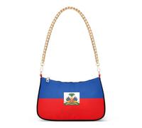 Haiti Flag Floral Shoulder Purses for Women Classic Purse Hobo Totes Artistic Tote Handbags Zipper Closure