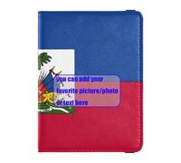 Haiti Flag Haitian National Blue Red customize Leather Passport Card Holder Cover Combo Passport Cover Passport Holder Combo with Vaccine Card Slot Ultra Slim, Haiti Flag Haitian National blue red,