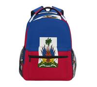 Haiti Flag Haitian National Blue Red girls backpack purses for kids 9-10 with Name Tag chest strap book bags for high school mochilas para ni?as de 12 a?os