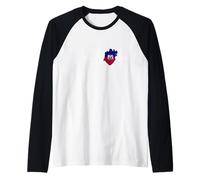 Haiti Flag Heart Heartbeat EKG Pulse Haitian Roots Raglan Baseball Tee