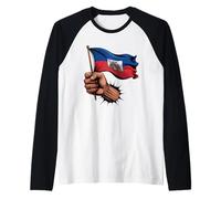 Haiti Flag Patriotic Haitian Heritage Roots Raglan Baseball Tee