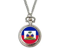Haiti Flag Pocket Watch | Quartz National Flag Watch | Handcrafted Patriotic Gift | Vintage-Style Timepiece | Gift for Proud Haitians & Collectors