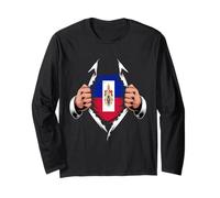 Haiti Flag Ripped Graphic Haitian Pride Roots Long Sleeve T-Shirt