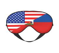 Haiti Haitian American Flag Eye Mask Sleep Mask Light BlockBlindfold Night Eyes Cover Soft Pressure-Free Eyeshade with Elastic Strap for Home Travel Office Nap Yoga