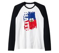 Haiti Haitian Flag Caribbean, Haitian Flag Pride Design Raglan Baseball Tee