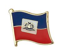 Haiti Haitian National Flag Metal Enamel Lapel Pin Badge - 1.9 x 1.6 cm Blue and Red with Coat of Arms - Hard Enamel Finish with Secure Clasp for National Pride, Travel, Events, and Collectors