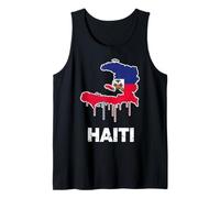 Haiti Map Flag Dripping Paint Graffiti Urban Caribbean Pride Tank Top