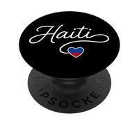 Haiti Pride Haitian Flag Heart We Love Haiti PopSockets Adhesive PopGrip