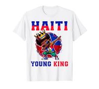 Haiti Young King Haiti Flag Melanin for Black Boys Kids T-Shirt