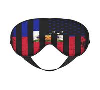 Haitian American Flag Haitian Roots Eye Mask Sleep Mask Light BlockBlindfold Night Eyes Cover Soft Pressure-Free Eyeshade with Elastic Strap for Home Travel Office Nap Yoga