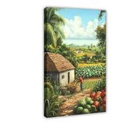 Haitian Farmer Canvas Poster Art Print Tropical Field And Local Produce Scene Wall Art Decor For Bedroom & Home Office