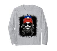 Haitian Flag Beanie Man National Pride Travel Long Sleeve T-Shirt
