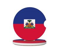 Haitian flag Prints Ceramic car coasters (2-pack) absorb moisture, are non-slip and easy to clean for cars, trucks, and boats.