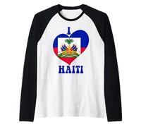 Haitian Pride I Love Port-Au-Prince Haiti Flag Heart Graphic Raglan Baseball Tee