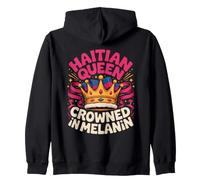 Haitian Queen Crowned in Melanin Pride Heritage Zip Hoodie