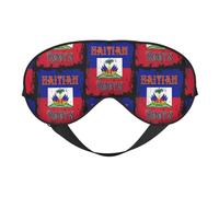 Haitian Roots Haiti Flag Eye Mask Sleep Mask Light BlockBlindfold Night Eyes Cover Soft Pressure-Free Eyeshade with Elastic Strap for Home Travel Office Nap Yoga