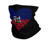 Haitians Flag And Rose Heart Half Face Headwear Novelty Neck Scarf Breathable Headband For Yoga Running Tennis 26X30CM