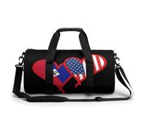 Haitians-Flag and US Flag Funny Large Gym Bag Novelty Lightweight Sports Duffel Bags Travel Tote Luggage Handbags 17.5 * 9 * 9 Inches