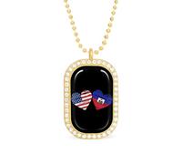 Haitians-US Heart Flag Funny Pendant Necklace for Women Personalized Fashion Jewelry Diamond Necklaces for Wedding Birthday Gold Silver