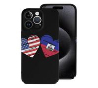 Haitians-US Heart Flag Funny Protective Case Lightweight Phone Cover Compatible With iPhone 15/15 Plus/15 Pro/15 Pro Max Funny Protector