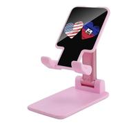 Haitians-US Heart Flag Novelty Folding Cell Phone Stand Printed Adjustable Desktop Phone Holder Travel Accessories 6.5×3.5×2.5 Inches