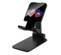 Haitians-US Heart Flag Novelty Folding Cell Phone Stand Printed Adjustable Desktop Phone Holder Travel Accessories 6.5×3.5×2.5 Inches
