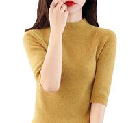 Haitpant Women Cashmere Sweater Short Sleeve Pullover Slim Version Knitted Tops Comfortable Silky T-Shirts