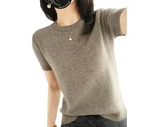 Haitpant Women O Neck Short Sleeve Cashmere Tops Wool Sweater Soft Basic Pullover Solid Color T-Shirts