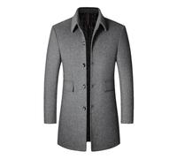 Haitpant Woolen Coat For Men, Autumn Winter Long Korean Woolen Coat Middle-Aged Lapel Trench Coat