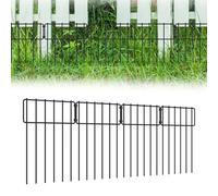 HAITRAL Animal Barrier Fence, 10 Pcs Decorative Fence Border for Dog Rabbit Pet, Rustproof Metal Small Fence Panels,43 cm H x 3.3 m Total Length